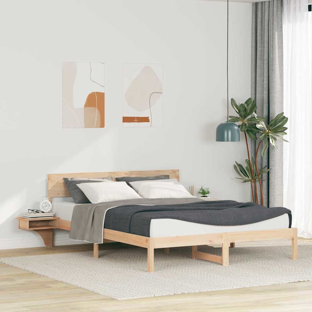 vidaXL Σκελετός Κρεβατιού Καφέ 150 x 200 cm Στερεά ξυλεία πεύκου