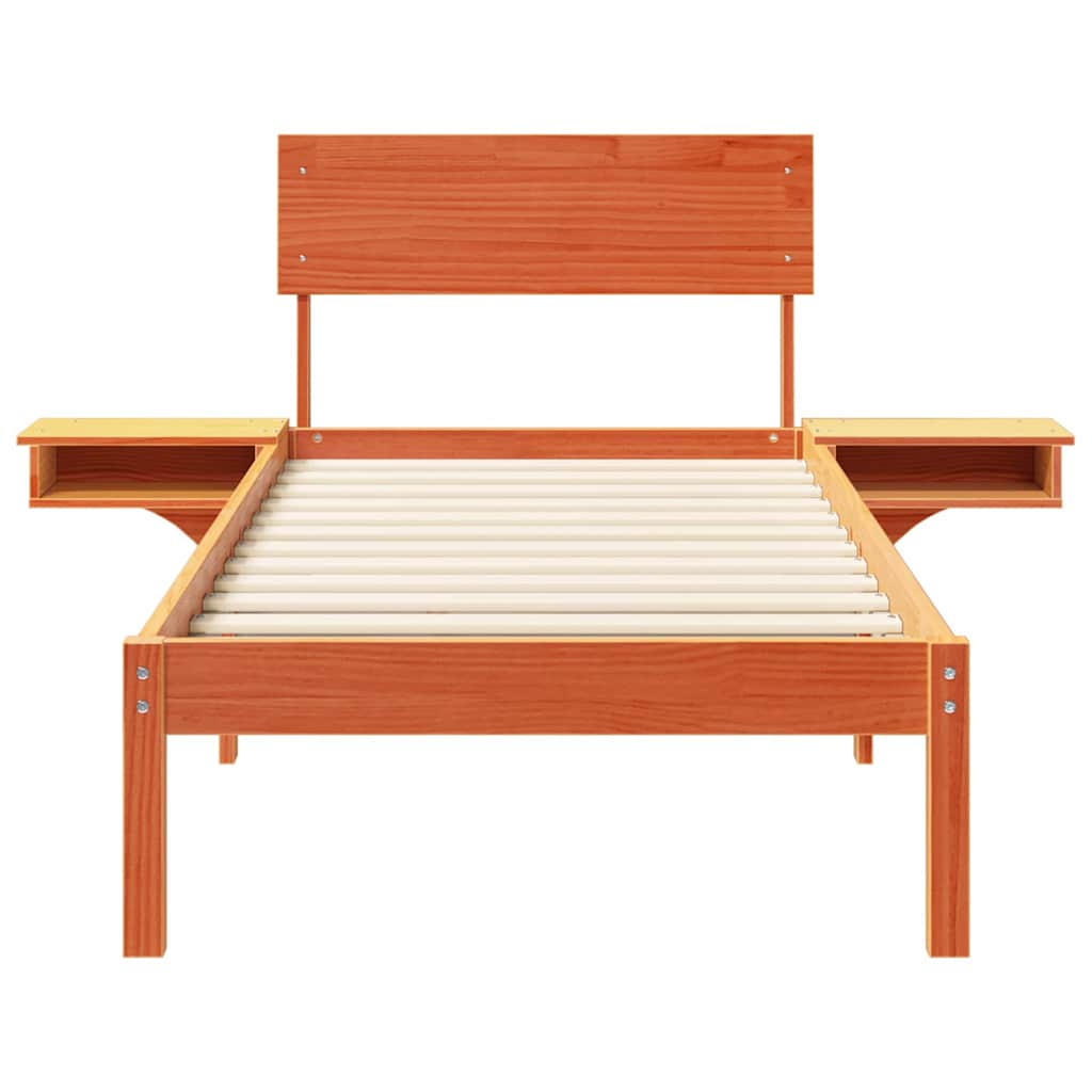 vidaXL Σκελετός Κρεβατιού Κερωτό καφέ 75 x 190 cm Στερεά ξυλεία πεύκου