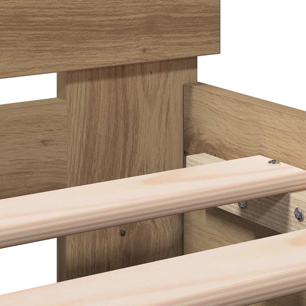 vidaXL Σκελετός Κρεβατιού με κεφαλάρι Artisan Oak 203 x 185 x 70 εκ