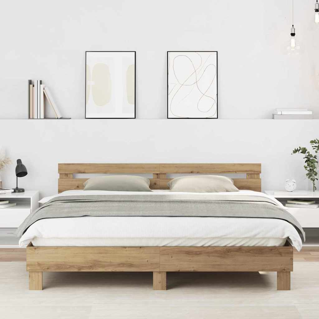 vidaXL Σκελετός Κρεβατιού με κεφαλάρι Artisan Oak 203 x 185 x 70 εκ
