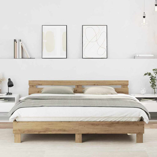 vidaXL Σκελετός Κρεβατιού με κεφαλάρι Artisan Oak 203 x 185 x 70 εκ