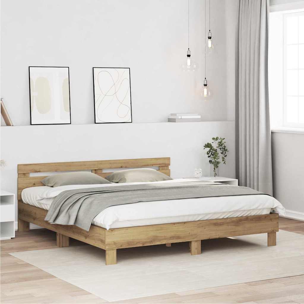 vidaXL Σκελετός Κρεβατιού με κεφαλάρι Artisan Oak 203 x 185 x 70 εκ