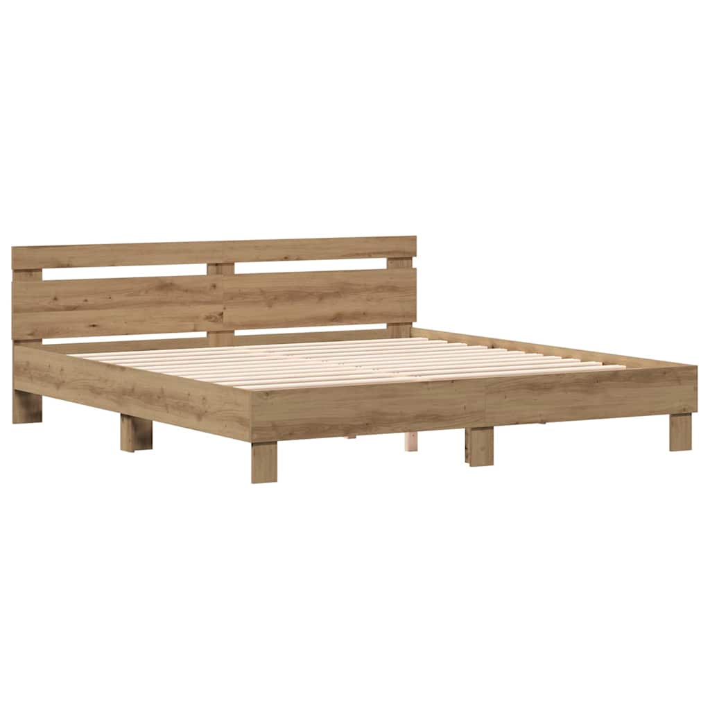 vidaXL Σκελετός Κρεβατιού με κεφαλάρι Artisan Oak 203 x 185 x 70 εκ