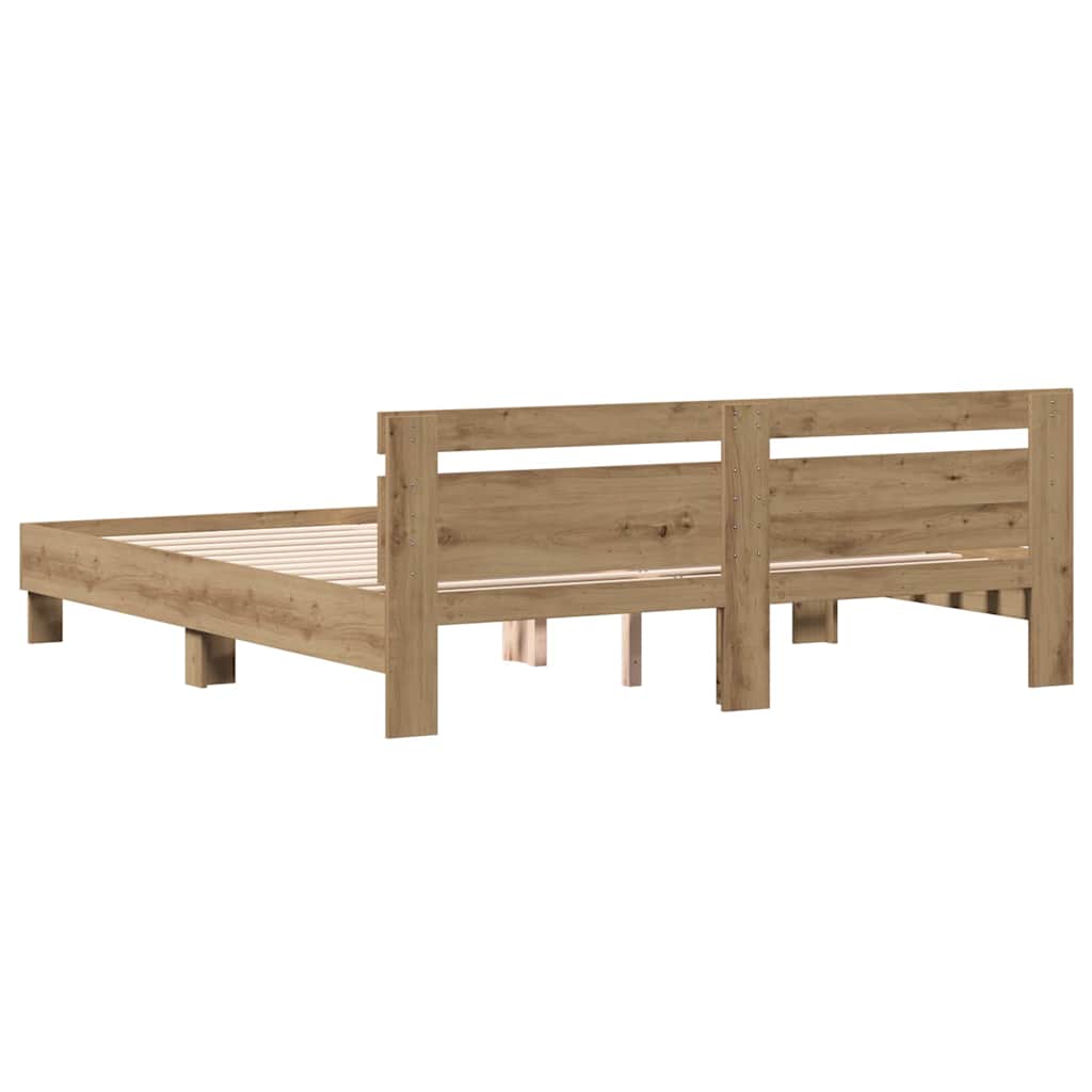 vidaXL Σκελετός Κρεβατιού με κεφαλάρι Artisan Oak 203 x 185 x 70 εκ