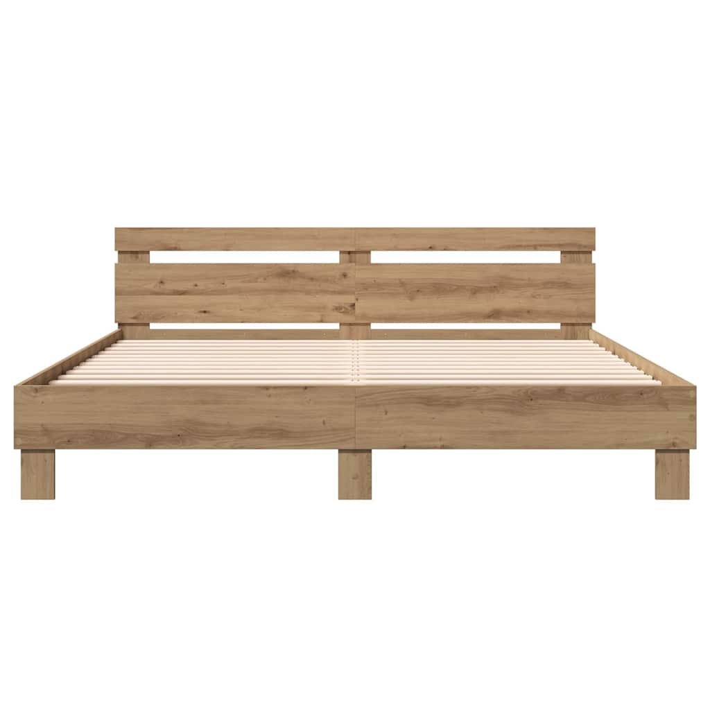 vidaXL Σκελετός Κρεβατιού με κεφαλάρι Artisan Oak 203 x 185 x 70 εκ