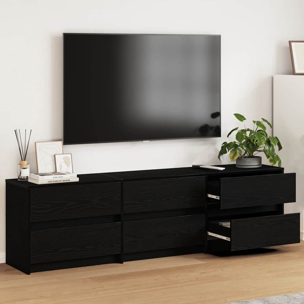 vidaXL Μονάδες TV 2 pcs Μαύρη Οξυά 180 x 34 x 50 εκ Επεξεργασμένο ξύλο