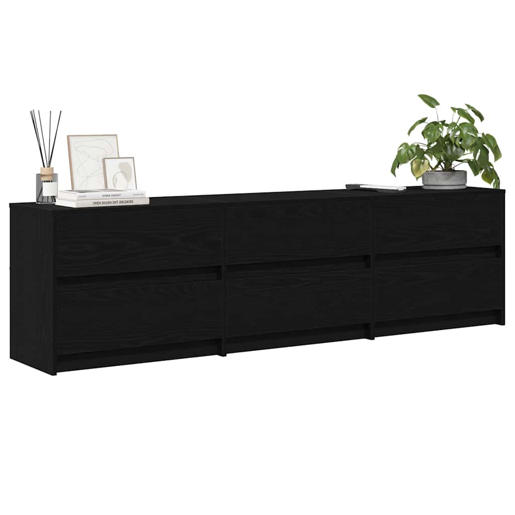 vidaXL Μονάδες TV 2 pcs Μαύρη Οξυά 180 x 34 x 50 εκ Επεξεργασμένο ξύλο