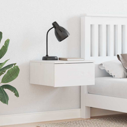 vidaXL Κομοδίνο με συρτάρι Λευκό 37 x 35 x 18,5 εκ Μασίφ ξύλο πεύκου