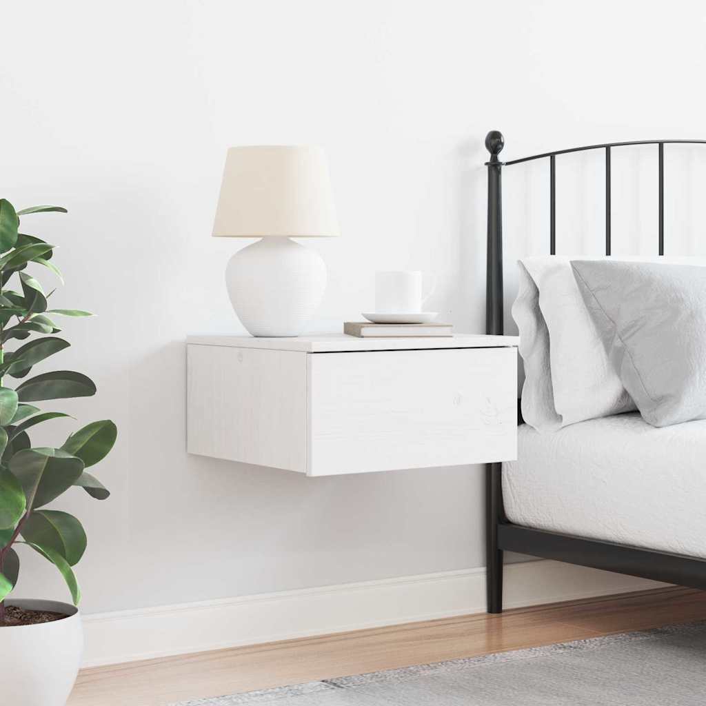 vidaXL Κομοδίνο με συρτάρι Λευκό 37 x 35 x 18,5 εκ Μασίφ ξύλο πεύκου