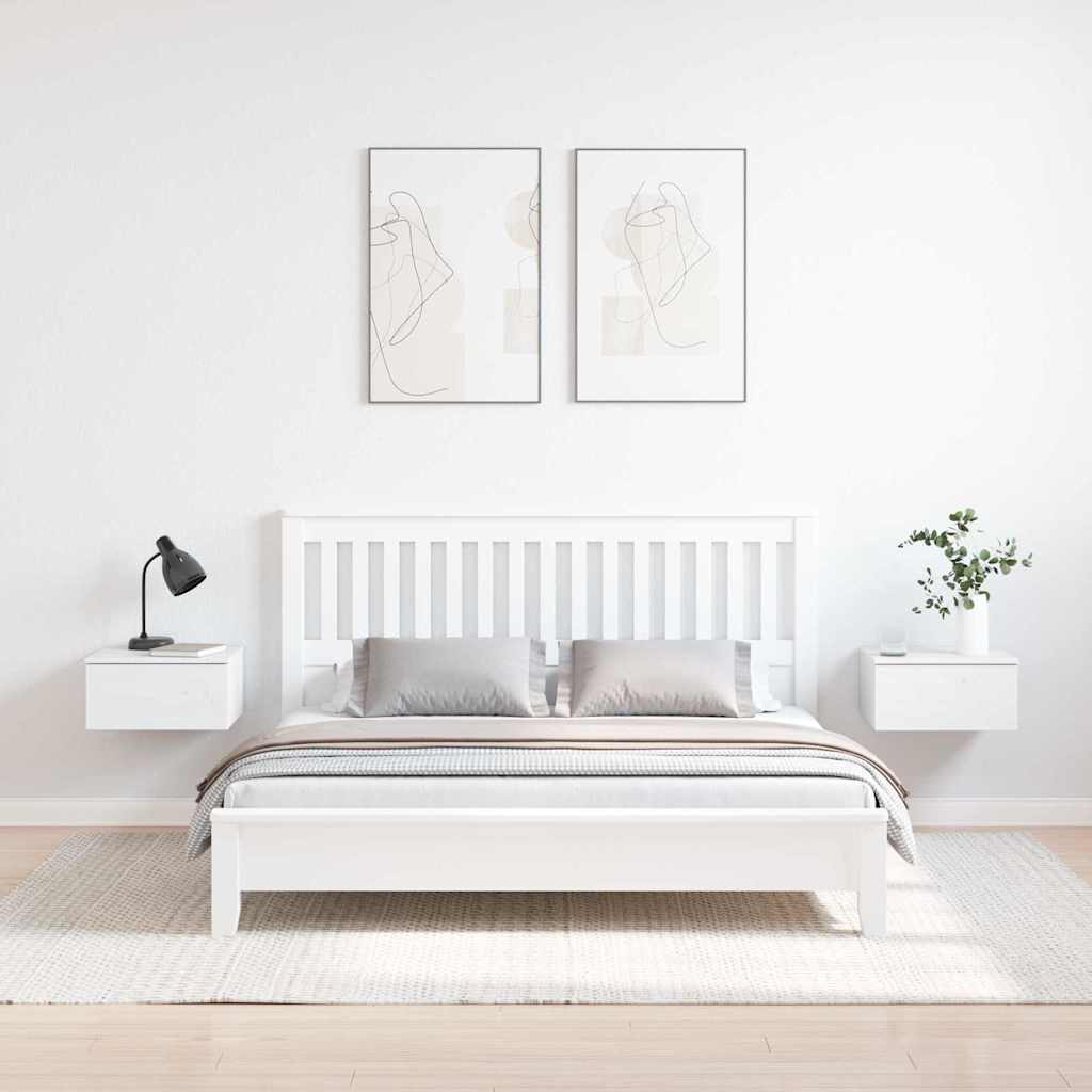 vidaXL Κομοδίνο 2 pcs Λευκό 37 x 35 x 18,5 εκ Μασίφ ξύλο πεύκου