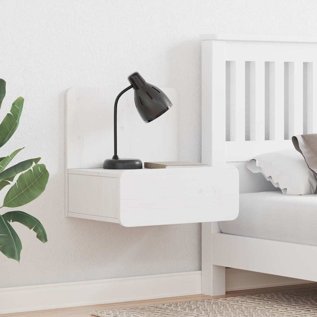 vidaXL Κομοδίνο με συρτάρι Λευκό 44 x 32,5 x 40 εκ. Μασίφ ξύλο πεύκου