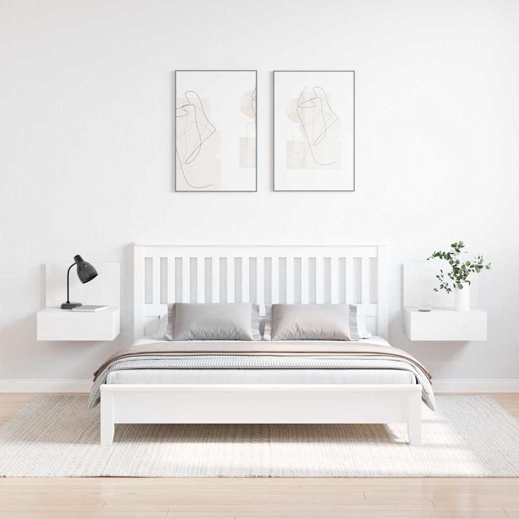 vidaXL Κομοδίνο 2 pcs Λευκό 42 x 32,5 x 40 εκ Μασίφ ξύλο πεύκου