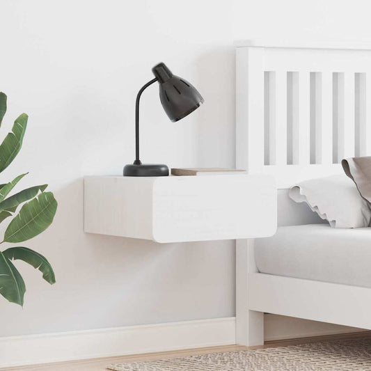 vidaXL Κομοδίνο με συρτάρι Λευκό 39 x 34 x 16,5 εκ. Μασίφ ξύλο πεύκου