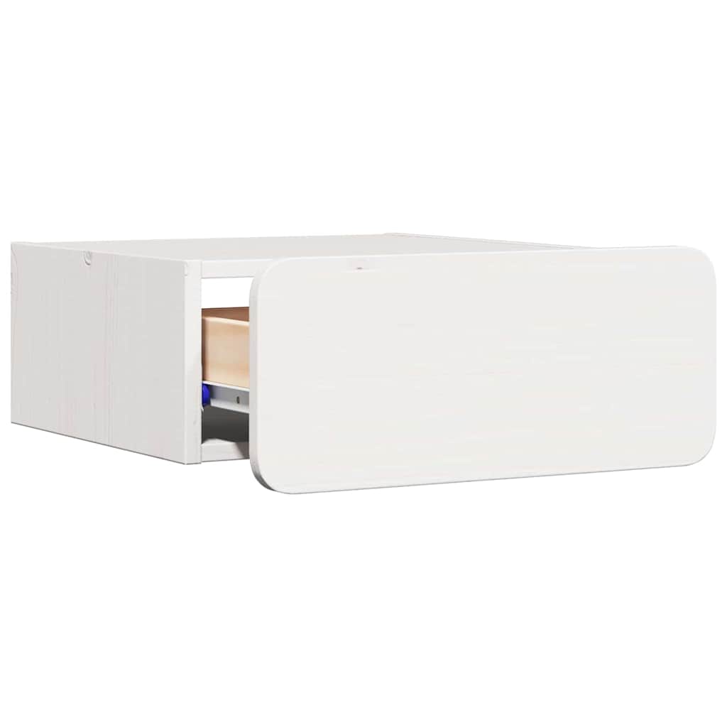 vidaXL Κομοδίνο με συρτάρι Λευκό 39 x 34 x 16,5 εκ. Μασίφ ξύλο πεύκου