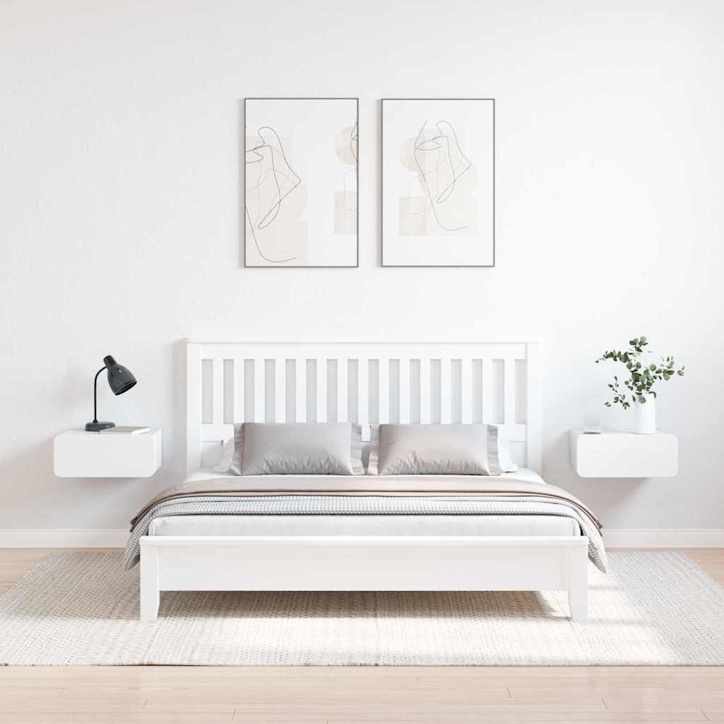 vidaXL Κομοδίνο 2 pcs Λευκό 39 x 34 x 16,5 εκ. Μασίφ ξύλο πεύκου