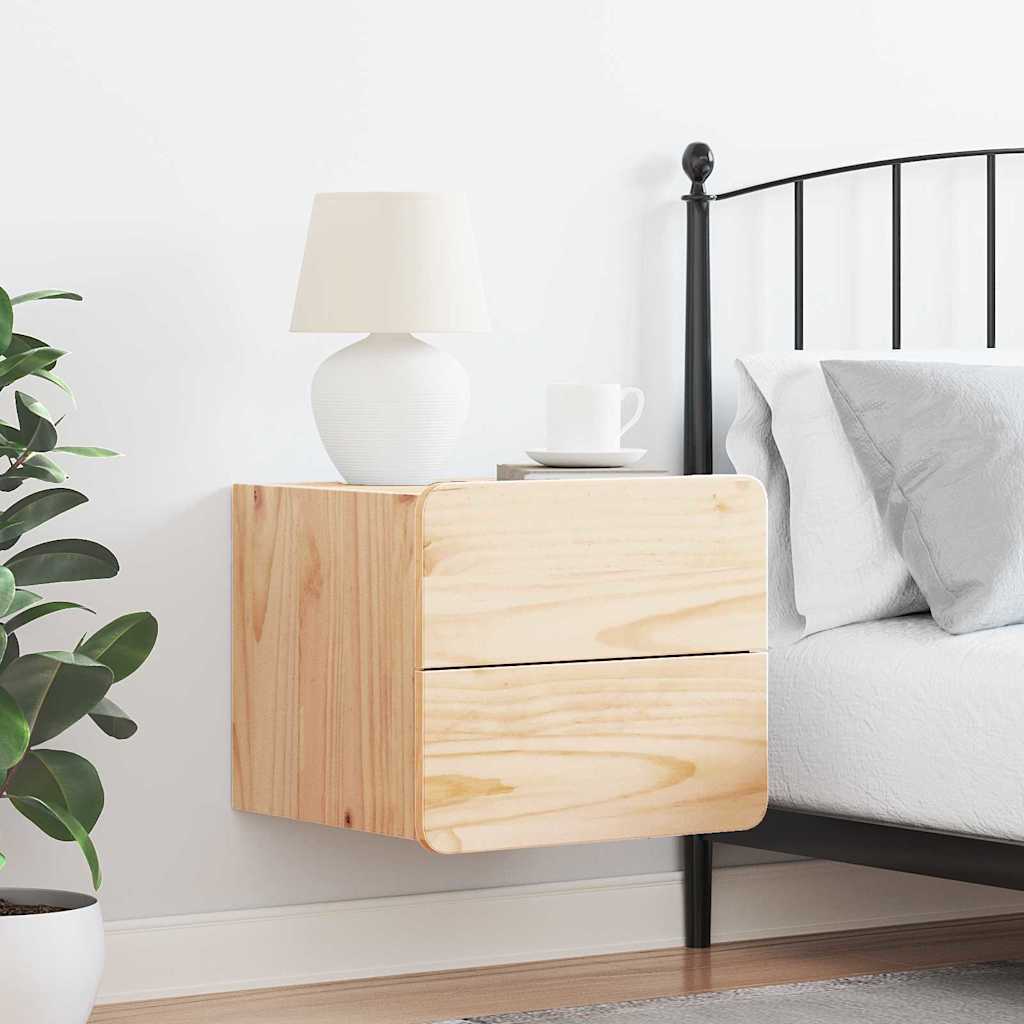 vidaXL Κομοδίνο με συρτάρι Καφέ 39 x 34 x 33 εκ. Μασίφ ξύλο πεύκου