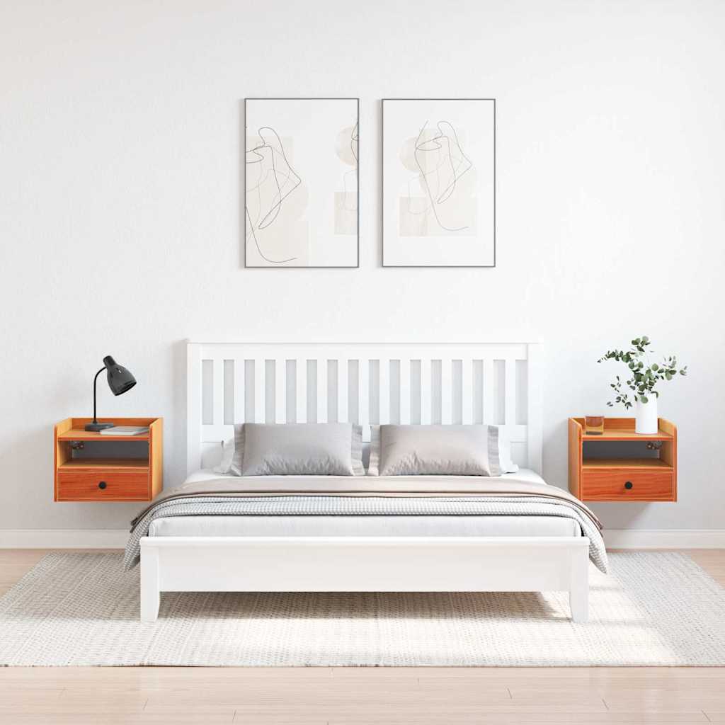 vidaXL Κομοδίνο 2 pcs Κερωτό καφέ 38 x 36 x 29,5 εκ Μασίφ ξύλο πεύκου