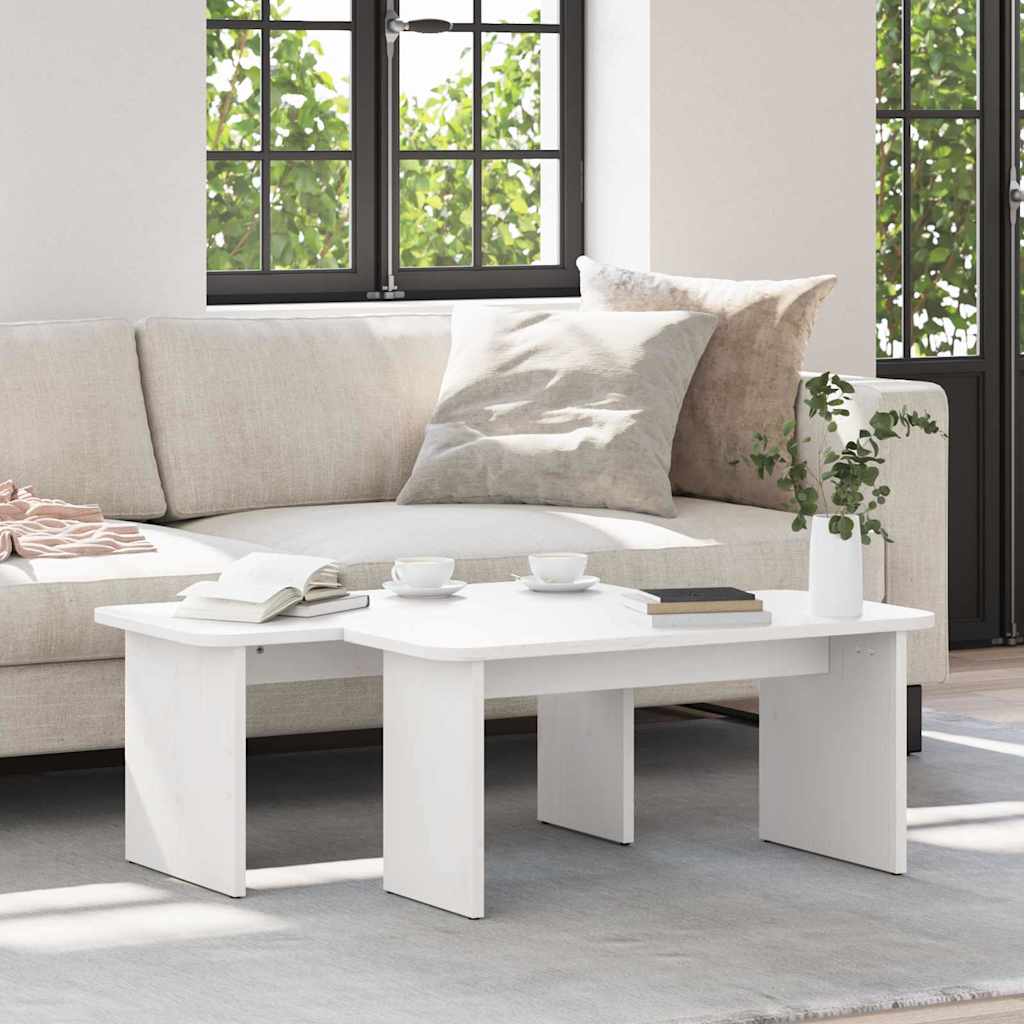 vidaXL Τραπεζάκι σαλονιού 2 pcs Λευκό Μασίφ ξύλο πεύκου