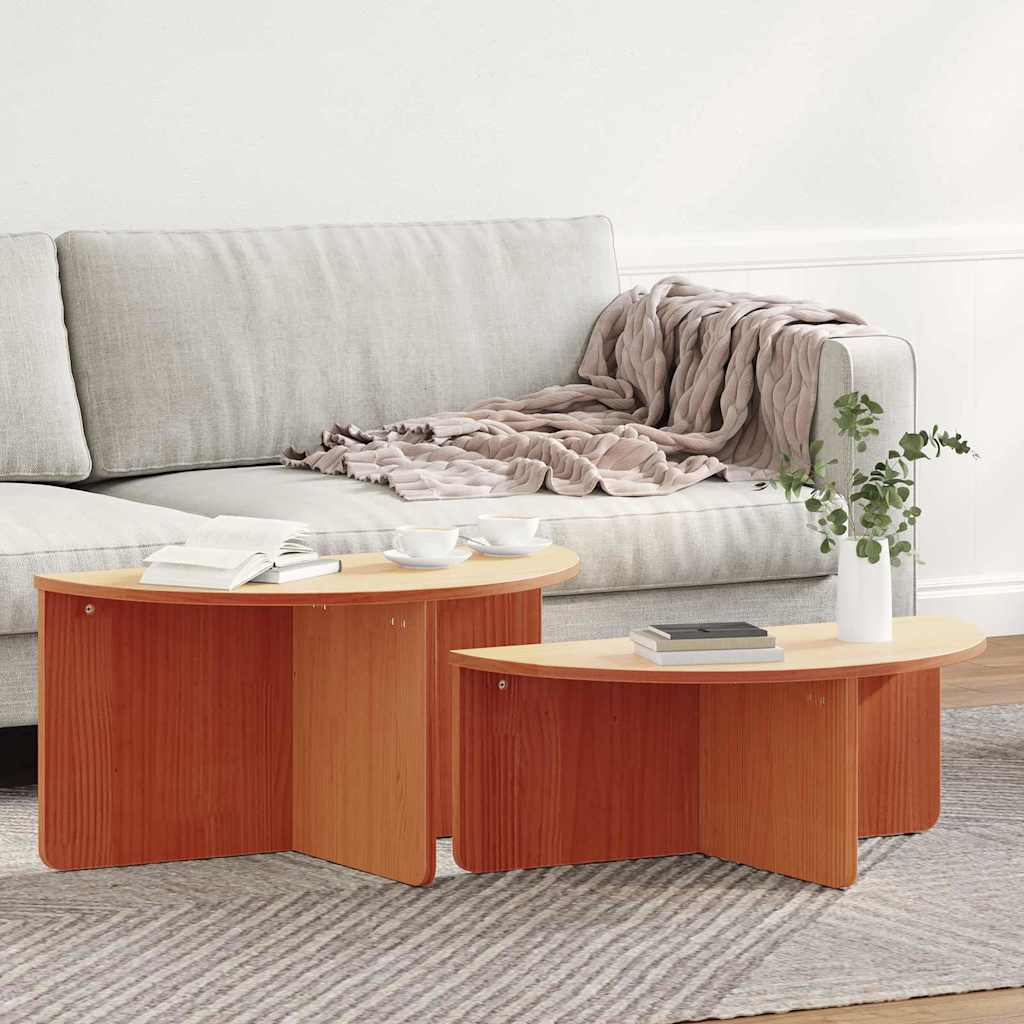 vidaXL Τραπεζάκι σαλονιού 2 τμχ. Κερωτό καφέ 79 x 39,5 x 40 εκ