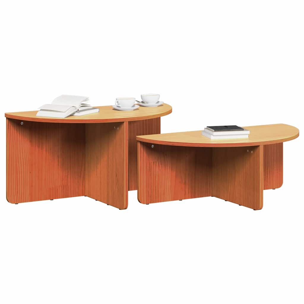 vidaXL Τραπεζάκι σαλονιού 2 τμχ. Κερωτό καφέ 79 x 39,5 x 40 εκ