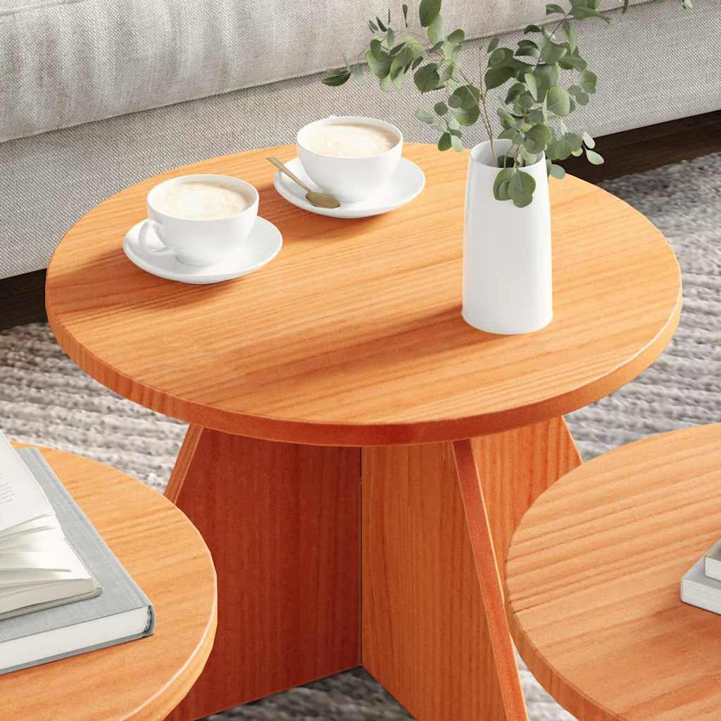 vidaXL Τραπεζάκι σαλονιού 3 τμχ. Κερωτό καφέ 49 x 49 x 30 εκ.