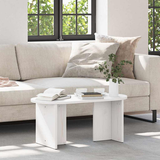 vidaXL Τραπεζάκι σαλονιού Λευκό 80 x 39,5 x 35 εκ. Μασίφ ξύλο πεύκου