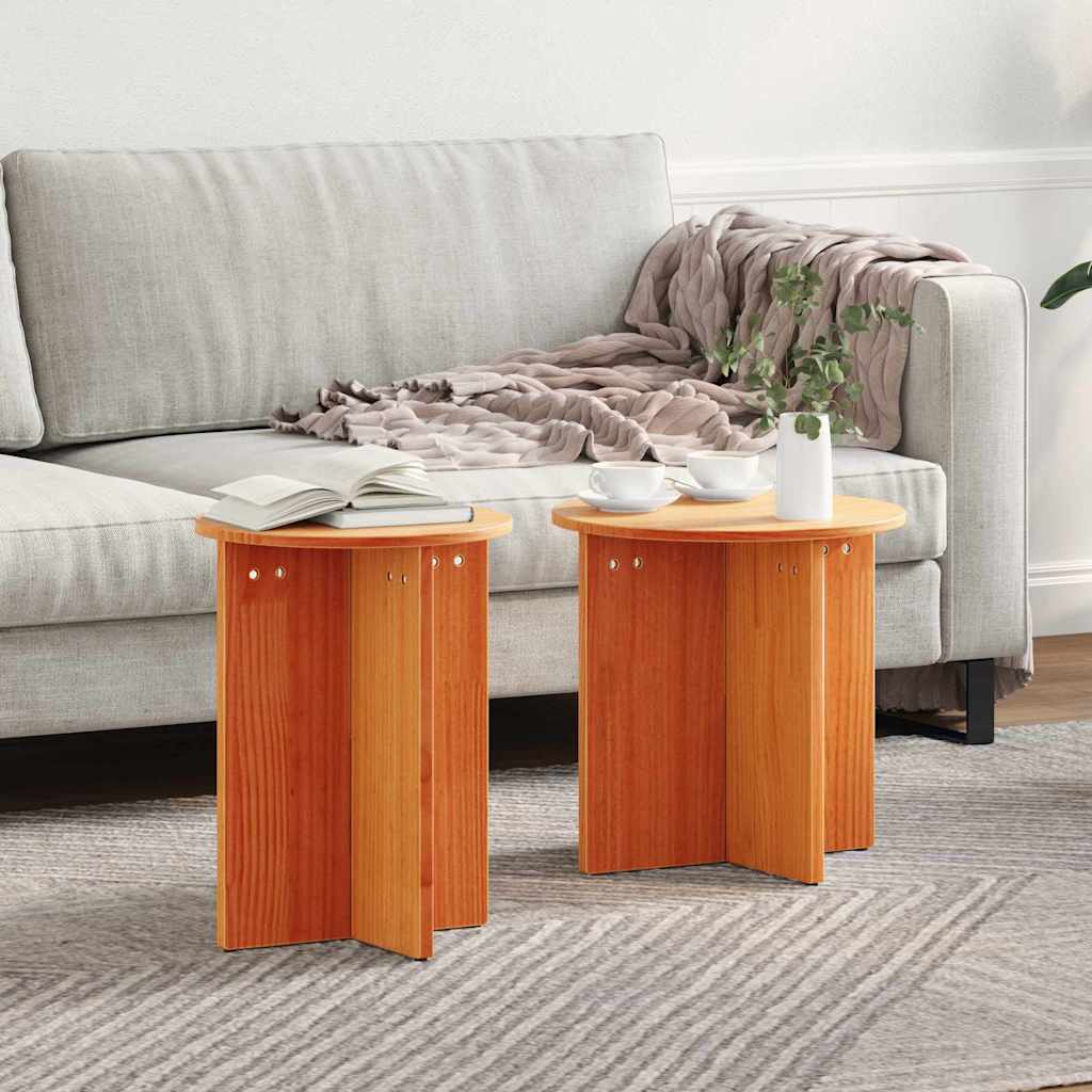 vidaXL Τραπεζάκι σαλονιού 2 τμχ. Κερωτό καφέ 41.5 x 41.5 x 46 εκ