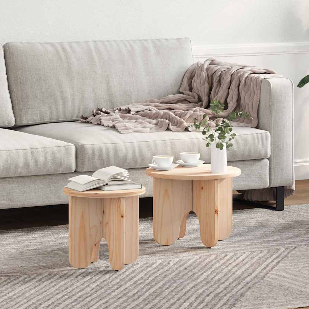 vidaXL Τραπεζάκι σαλονιού 2 pcs Φυσικό Μασίφ ξύλο πεύκου