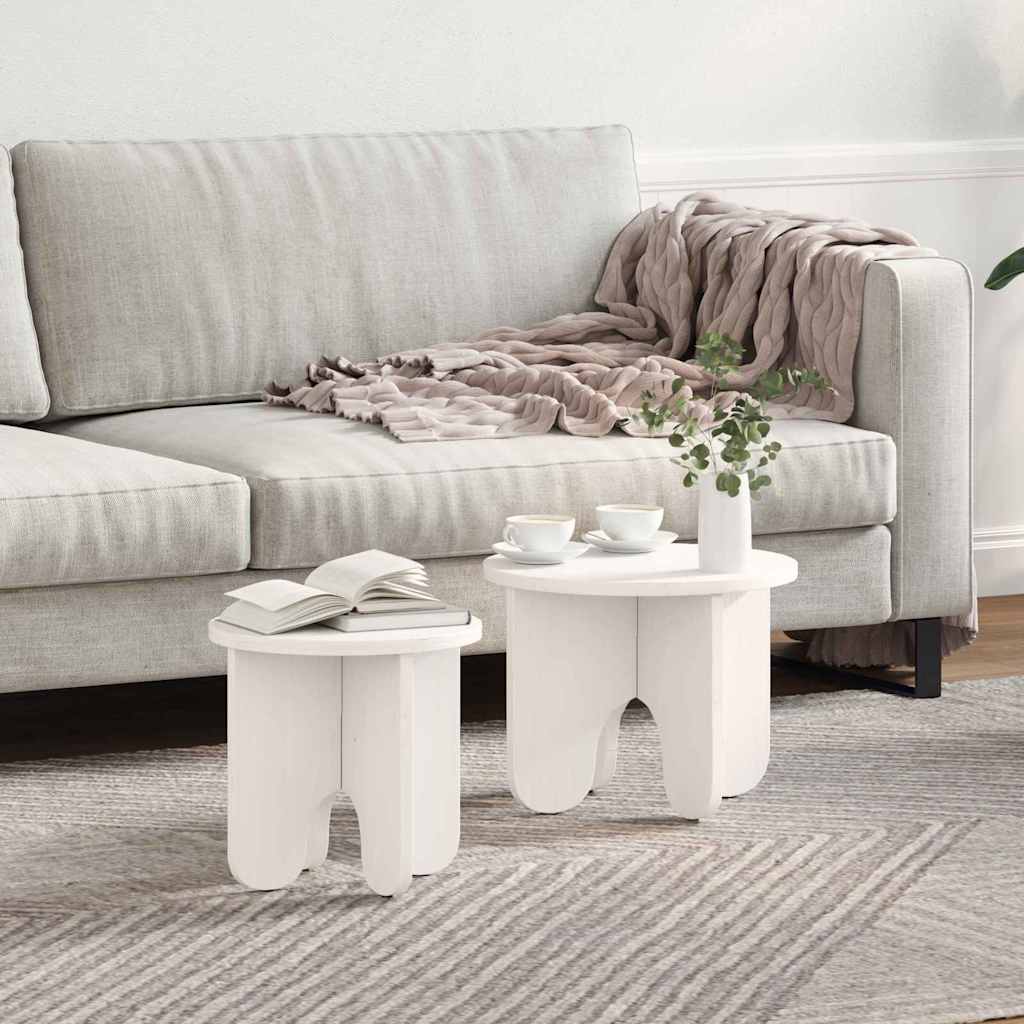 vidaXL Τραπεζάκι σαλονιού 2 pcs Λευκό Μασίφ ξύλο πεύκου