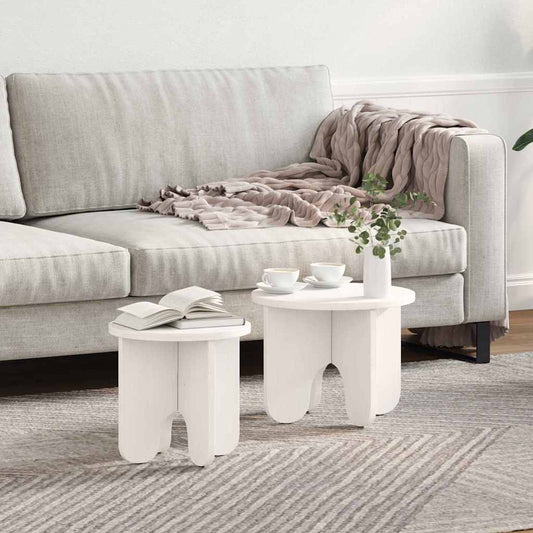 vidaXL Τραπεζάκι σαλονιού 2 pcs Λευκό Μασίφ ξύλο πεύκου