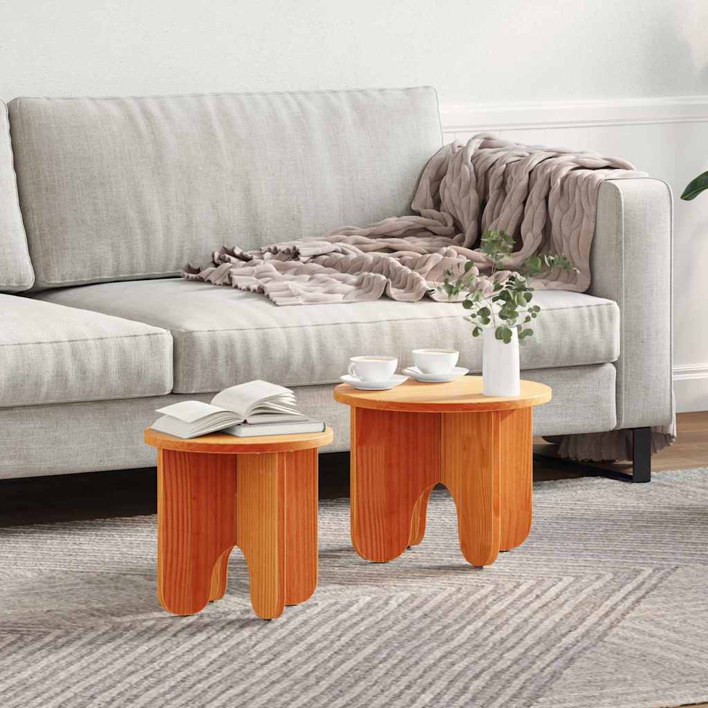 vidaXL Τραπεζάκι σαλονιού 2 τμχ. Κερωτό καφέ 39.5 x 39.5 x 30 εκ