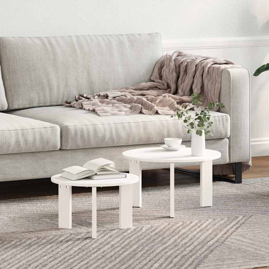 vidaXL Τραπεζάκι σαλονιού 2 pcs Λευκό Μασίφ ξύλο πεύκου