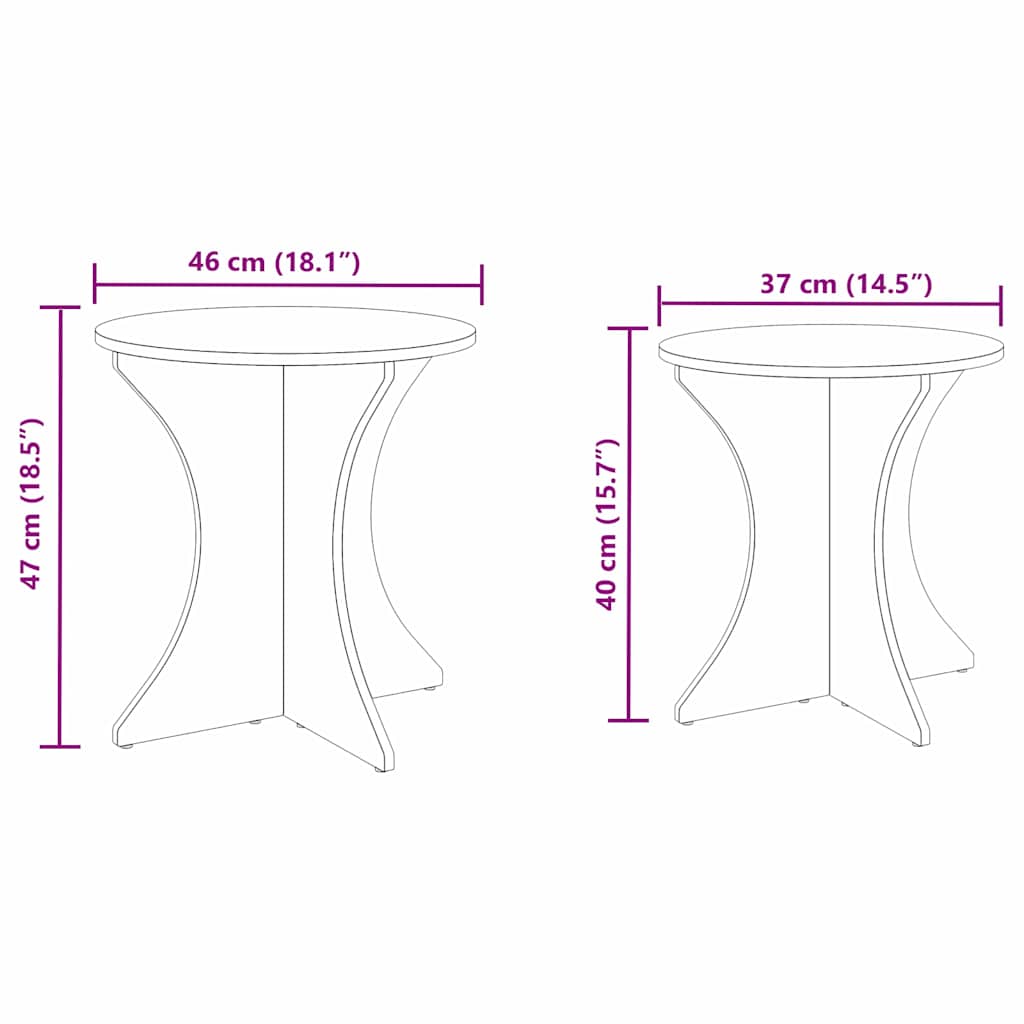 vidaXL Τραπεζάκι σαλονιού 2 pcs Φυσικό Μασίφ ξύλο πεύκου
