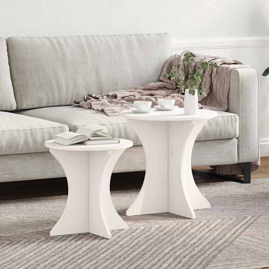 vidaXL Τραπεζάκι σαλονιού 2 pcs Λευκό Μασίφ ξύλο πεύκου