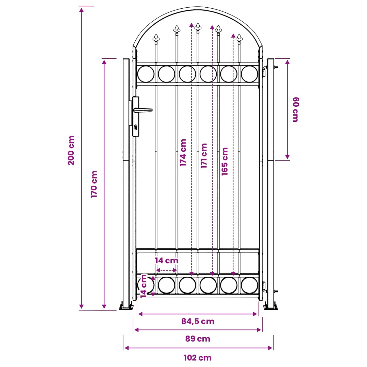 vidaXL Στύλος Περιφράξεων ASSEN 200 x 88 x 14 εκ. Ατσάλι Κλειδώσιμο