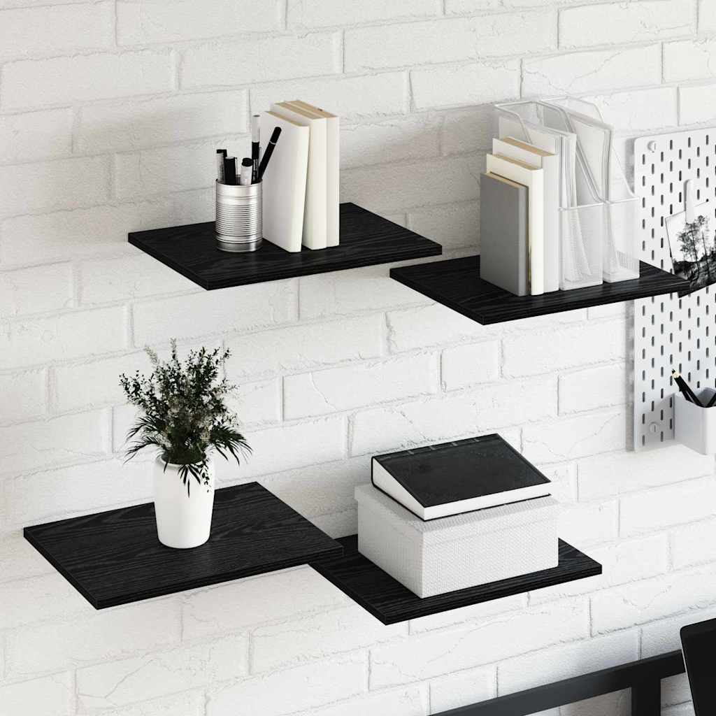 vidaXL Ράφι Βιβλίων 4 pcs Μαύρο 40 x 30 x 1.5 cm Επεξεργασμένο ξύλο