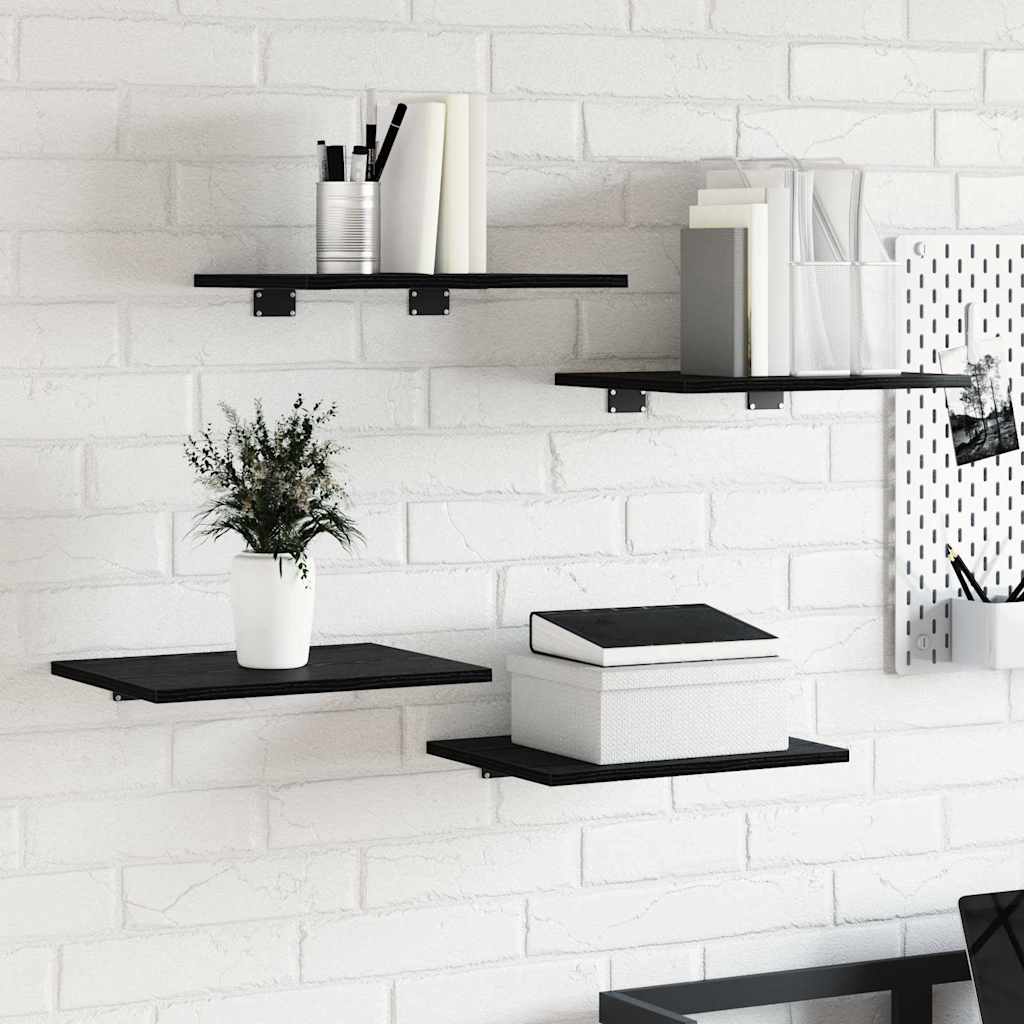 vidaXL Ράφι Βιβλίων 4 pcs Μαύρο 40 x 30 x 1.5 cm Επεξεργασμένο ξύλο