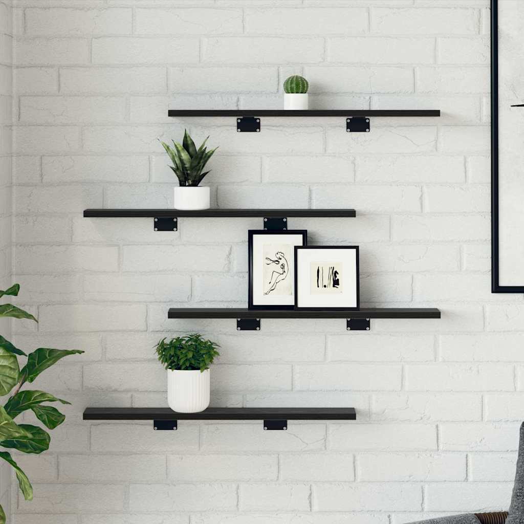 vidaXL Ράφι Βιβλίων 4 pcs Μαύρο 60 x 10 x 1.5 cm Επεξεργασμένο ξύλο