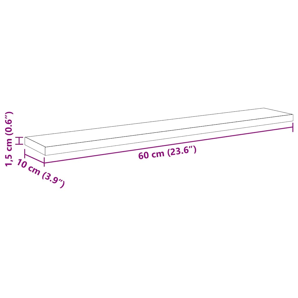 vidaXL Ράφι Βιβλίων 4 pcs Μαύρο 60 x 10 x 1.5 cm Επεξεργασμένο ξύλο