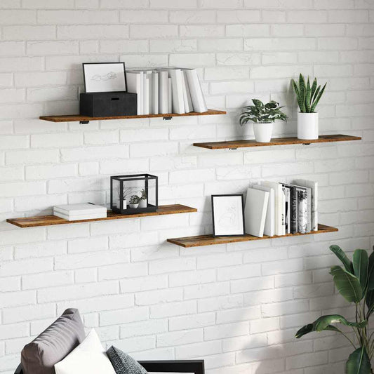 vidaXL Ράφι Βιβλίων 4 pcs Καφέ 100 x 20 x 1,5 cm Επεξεργασμένο ξύλο