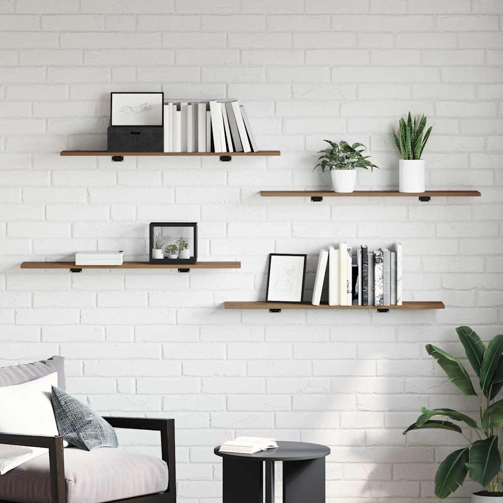 vidaXL Ράφι Βιβλίων 4 pcs Καφέ 100 x 20 x 1,5 cm Επεξεργασμένο ξύλο