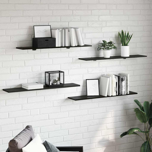 vidaXL Ράφι Βιβλίων 4 pcs Μαύρο 100 x 20 x 1,5 cm Επεξεργασμένο ξύλο
