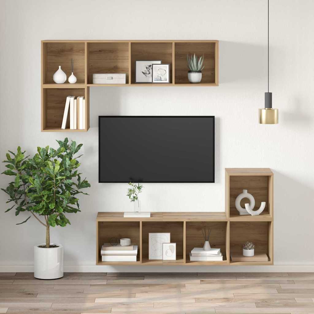 vidaXL Σετ επίπλου τηλεόρασης Επιτοίχιο Artisan Oak 37 x 37 x 107 εκ