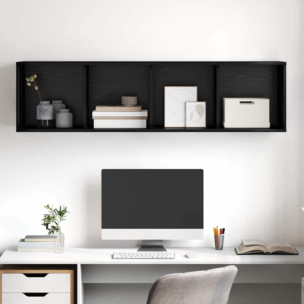 vidaXL Σετ επίπλου τηλεόρασης Επιτοίχιο Μαύρη Οξυά 37 x 37 x 142,5 εκ