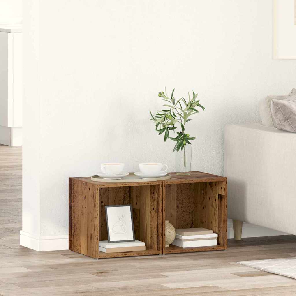vidaXL Σετ επίπλου τηλεόρασης 2 pcs Παλιό Ξύλο 37 x 35 x 37,5 εκ