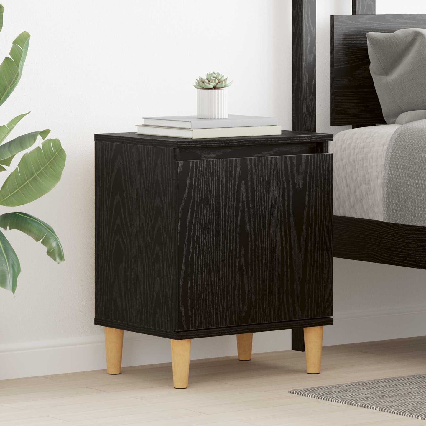 vidaXL Κομοδίνο Μαύρη δρυς 40 x 30 x 50 cm Επεξεργασμένο ξύλο