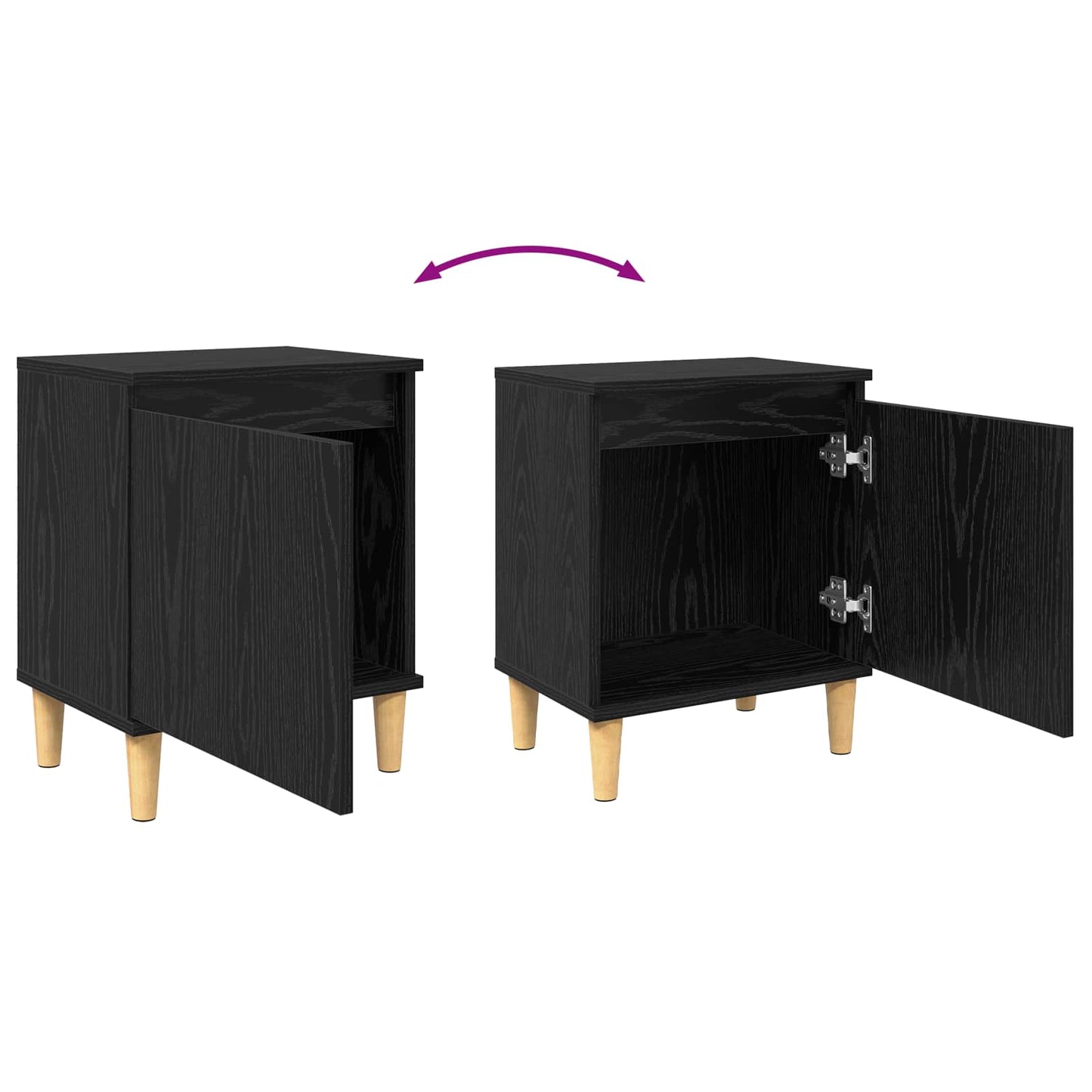 vidaXL Κομοδίνο Μαύρη δρυς 40 x 30 x 50 cm Επεξεργασμένο ξύλο