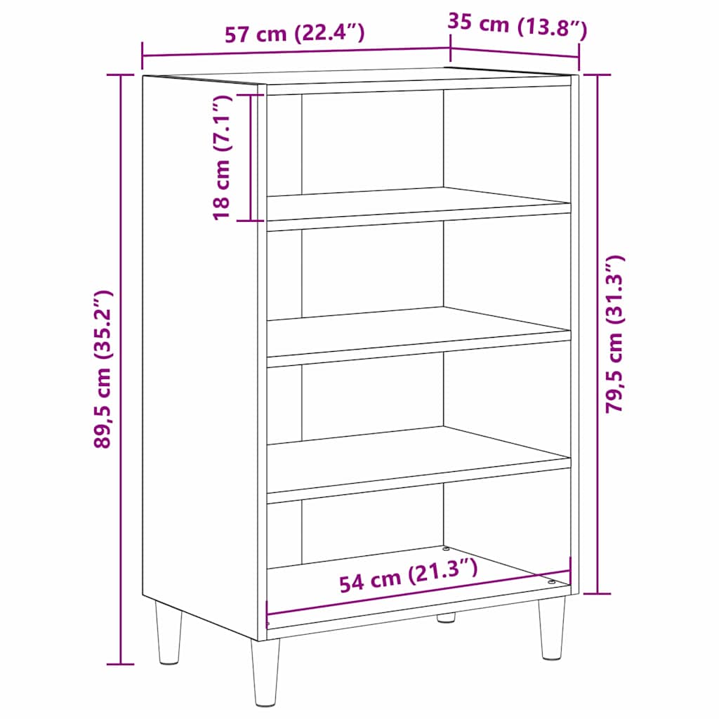 vidaXL Πλαϊνό γραφείο Μαύρη Οξυά 57 x 35 x 89.5 εκ Επεξεργασμένο ξύλο