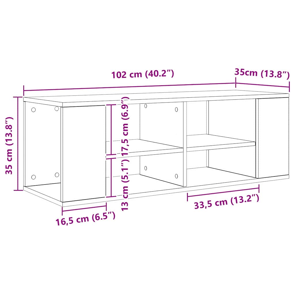 vidaXL Τοίχου Ντουλάπι Τηλεόρασης Μαύρη δρυς 102 x 35 x 35 cm