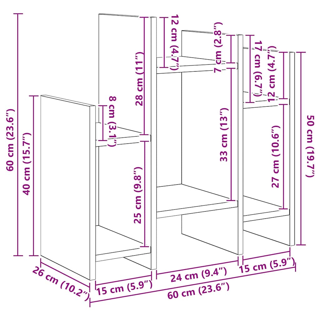 vidaXL Βοηθητικό ντουλάπι Παλιό ξύλο 60 x 26 x 60 εκ.